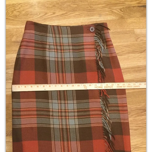 Rare Classic Ralph Lauren Country Plaid Wrap wool Skirt, Sz S/M, Vintage - Picture 5 of 13